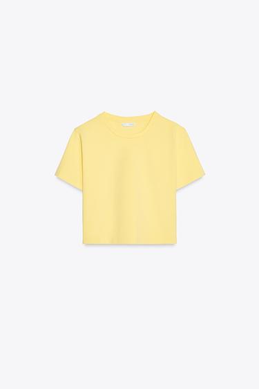 CROPPED STRETCH T-SHIRT - Yellow by Zara