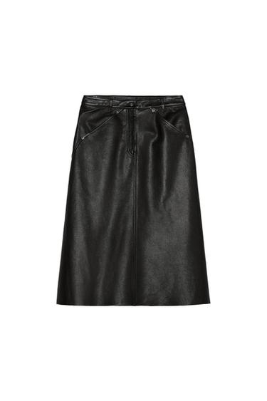 STEVEN MEISEL LEATHER MIDI SKIRT
