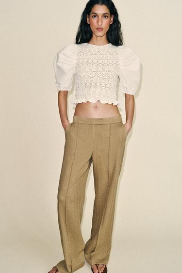 CONTRAST PUFF SLEEVE JUMPER - Ecru by Zara