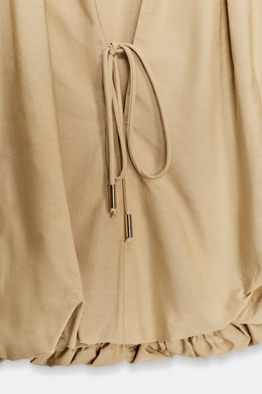 TOP BALLON EN POPELINE - Marron clair de Zara - Image 8