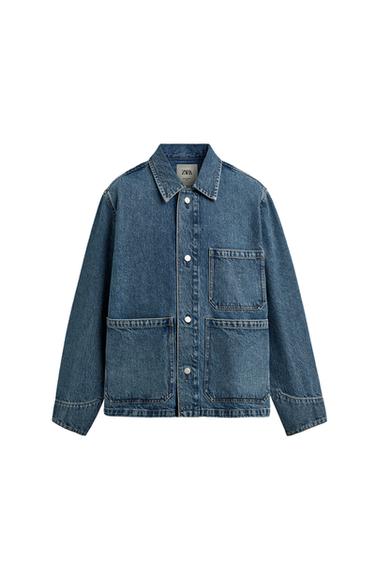 Zara RELAXED FIT DENIM JACKET POCKETS LIMITED EDITION - Mid-blue