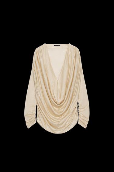 Zara DRAPED TOP - Bone - Image 0