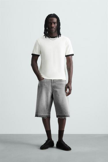 BERMUDA DENIM BAGGY FIT - Gris de Zara - Imagen 0