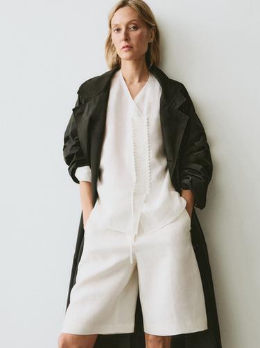 Camisa fluida detalle pechera - Blanco de Zara