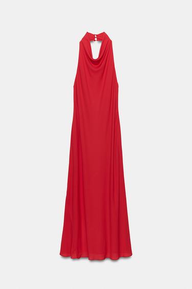 ROBE HALTER ZW COLLECTION - Rouge clair de Zara - Image 5