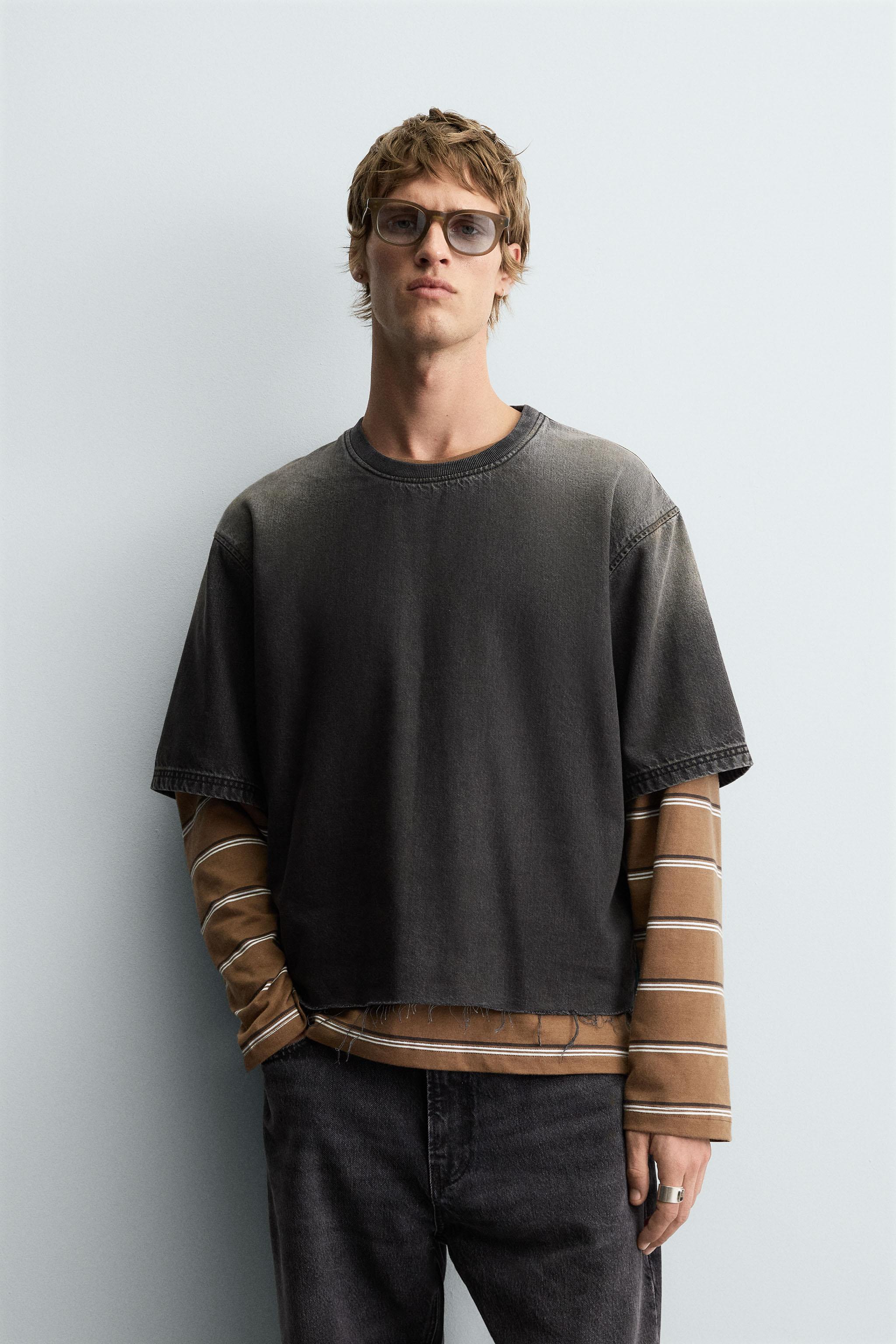 WASHED DENIM T-SHIRT - Black | ZARA United States