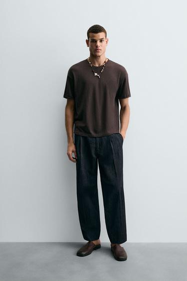CAMISETA RELAXED FIT ESTRUTURA - Marrom da Zara - Imagem 0