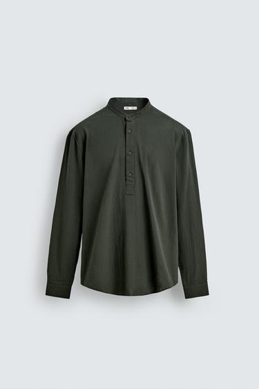 CAMISA EFECTO ENGURRADO - Caqui escuro de Zara