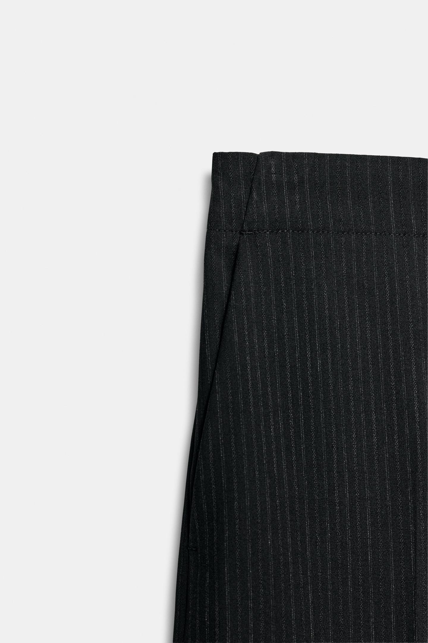 Женские брюки Zara ZW Collection Wide-Leg Striped, цвет: Чёрный — фото 9