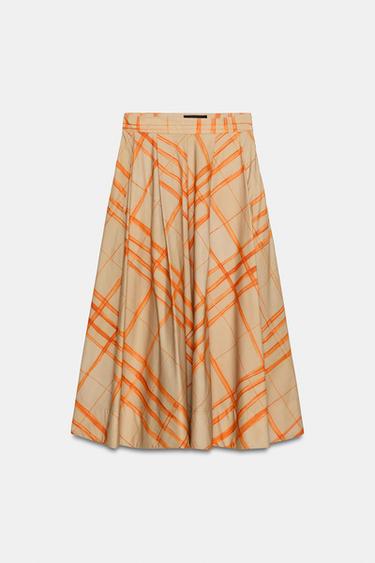 ZW COLLECTION LAYERED CHECK SKIRT - Beige by Zara - Image 6