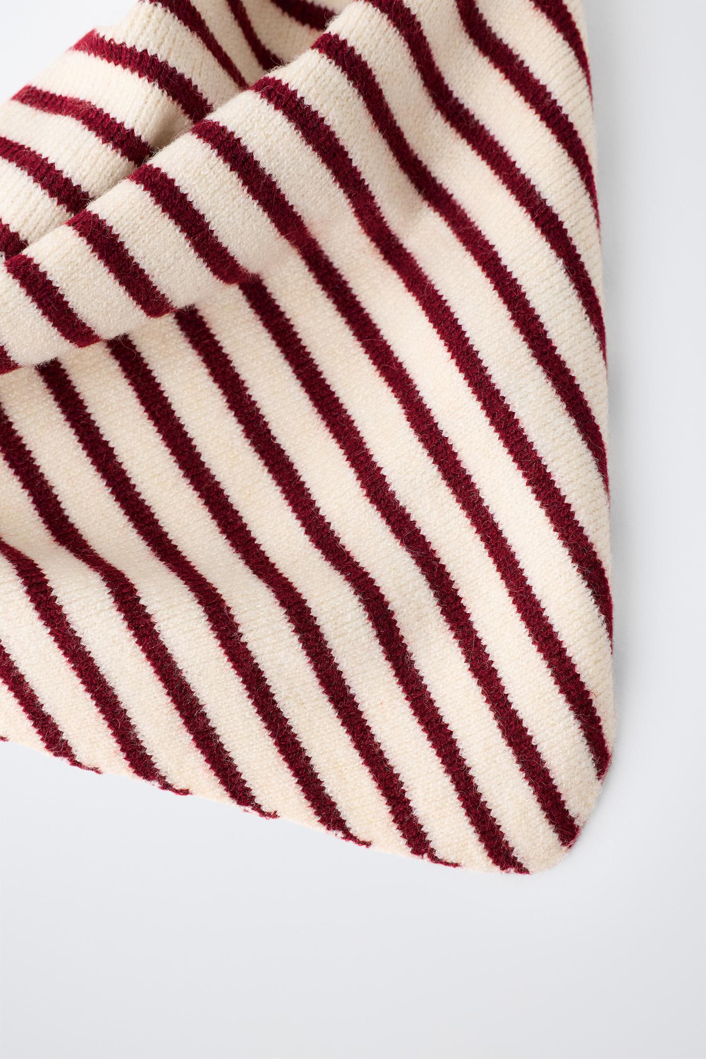 Детские аксессуары Zara Triangular Striped Knit Bandana, цвет: Экрю — фото 3