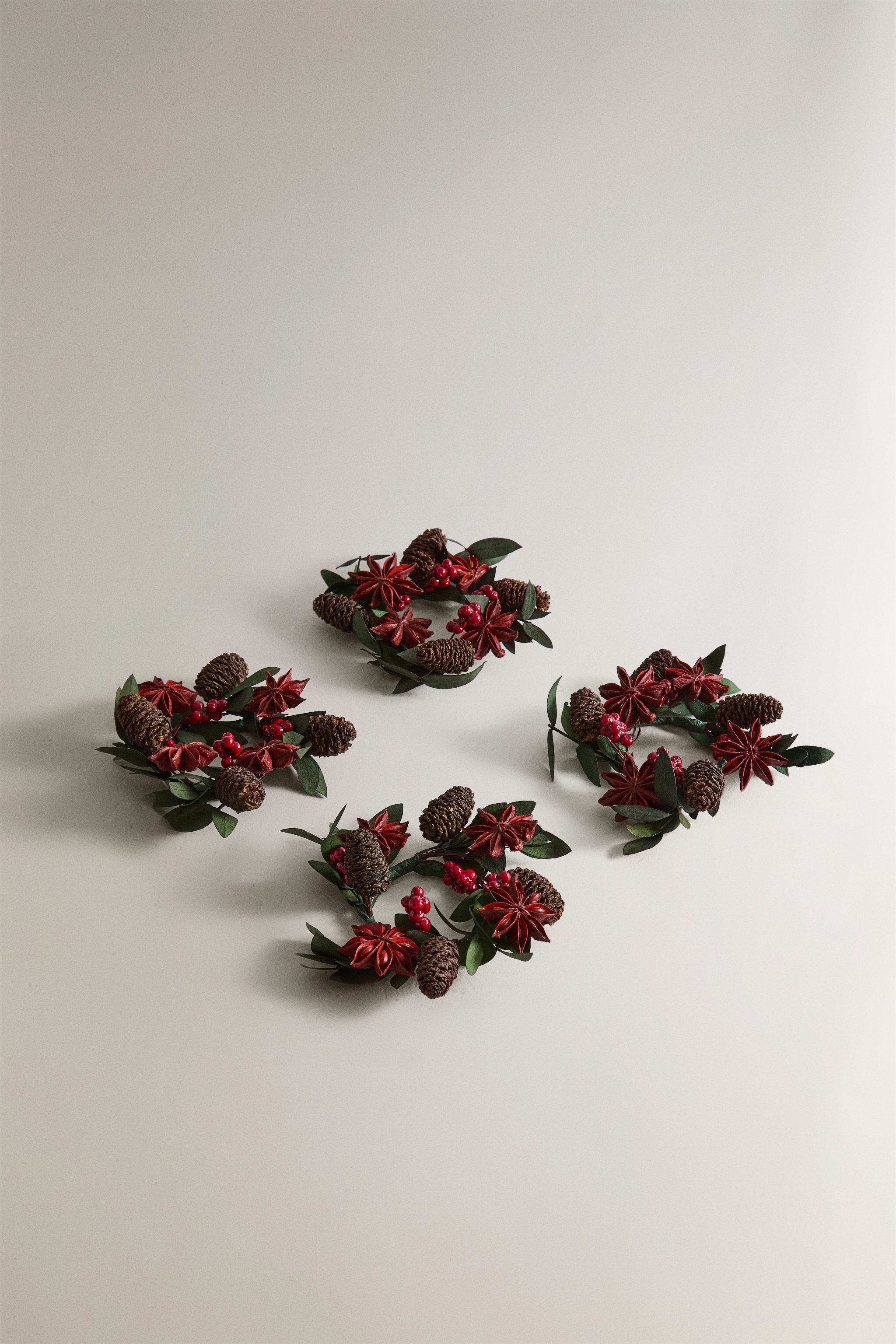 SET OF DRIED LEAF CHRISTMAS NAPKIN HOLDERS (SET OF 4)