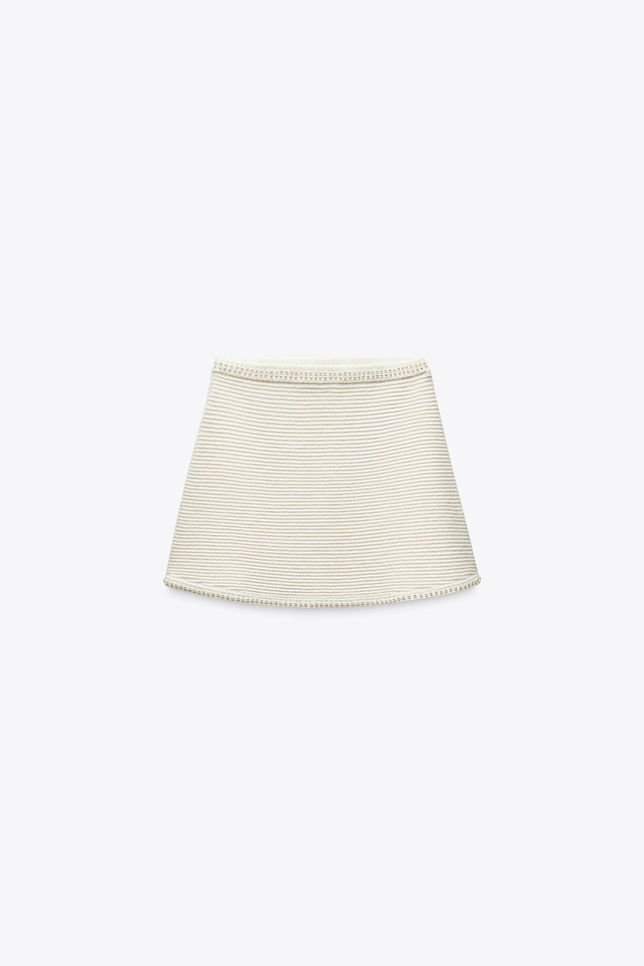 ZARA ニットミニスカート フェイクパール 4737/101 ZARA】ニットミニスカート フェイクパール 4737/101/712 (ZARA