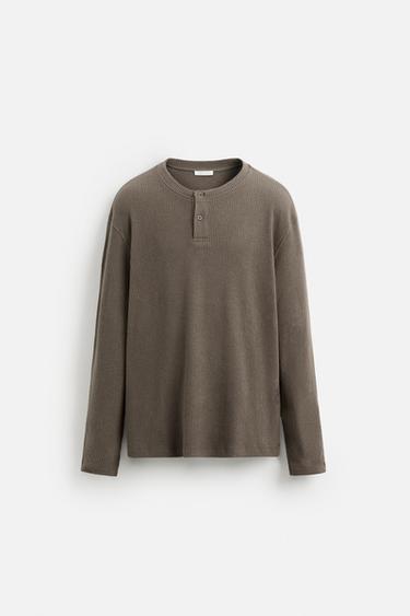 RIBBED TEXTURED T-SHIRT - camel by Zara