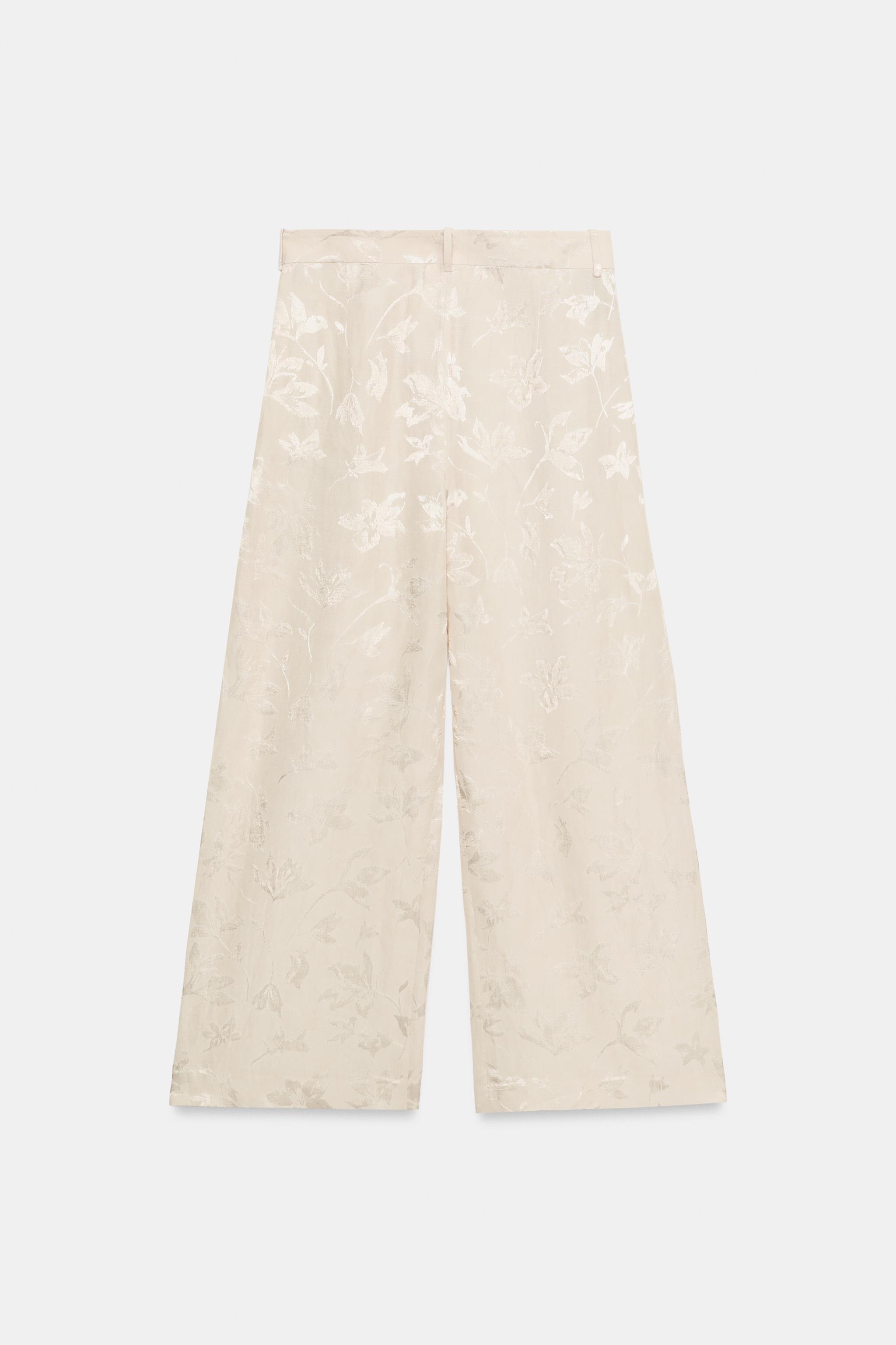 ZW COLLECTION リネン混ジャカードパンツ - エクリュ | ZARA Japan / 日本