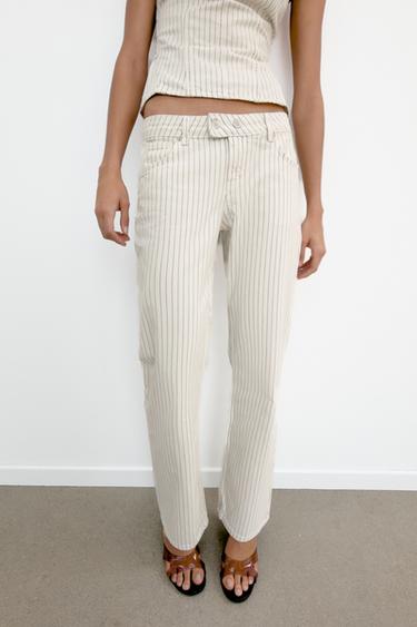 TRF LOW-RISE STRIPED STRAIGHT JEANS - Stripes by Zara