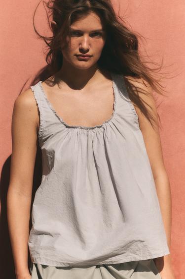 POPLIN STRAPPY TOP - Light lilac by Zara