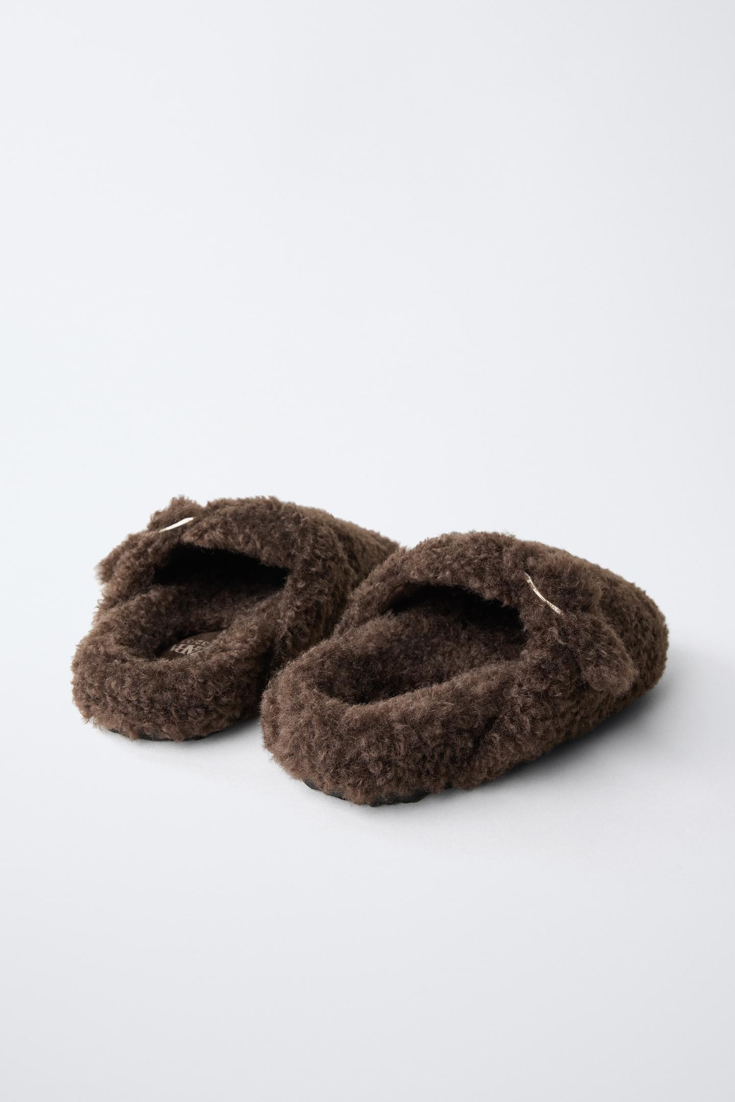 Детские сабо Zara Faux Fur Buckle, цвет: Коричневый — фото 5