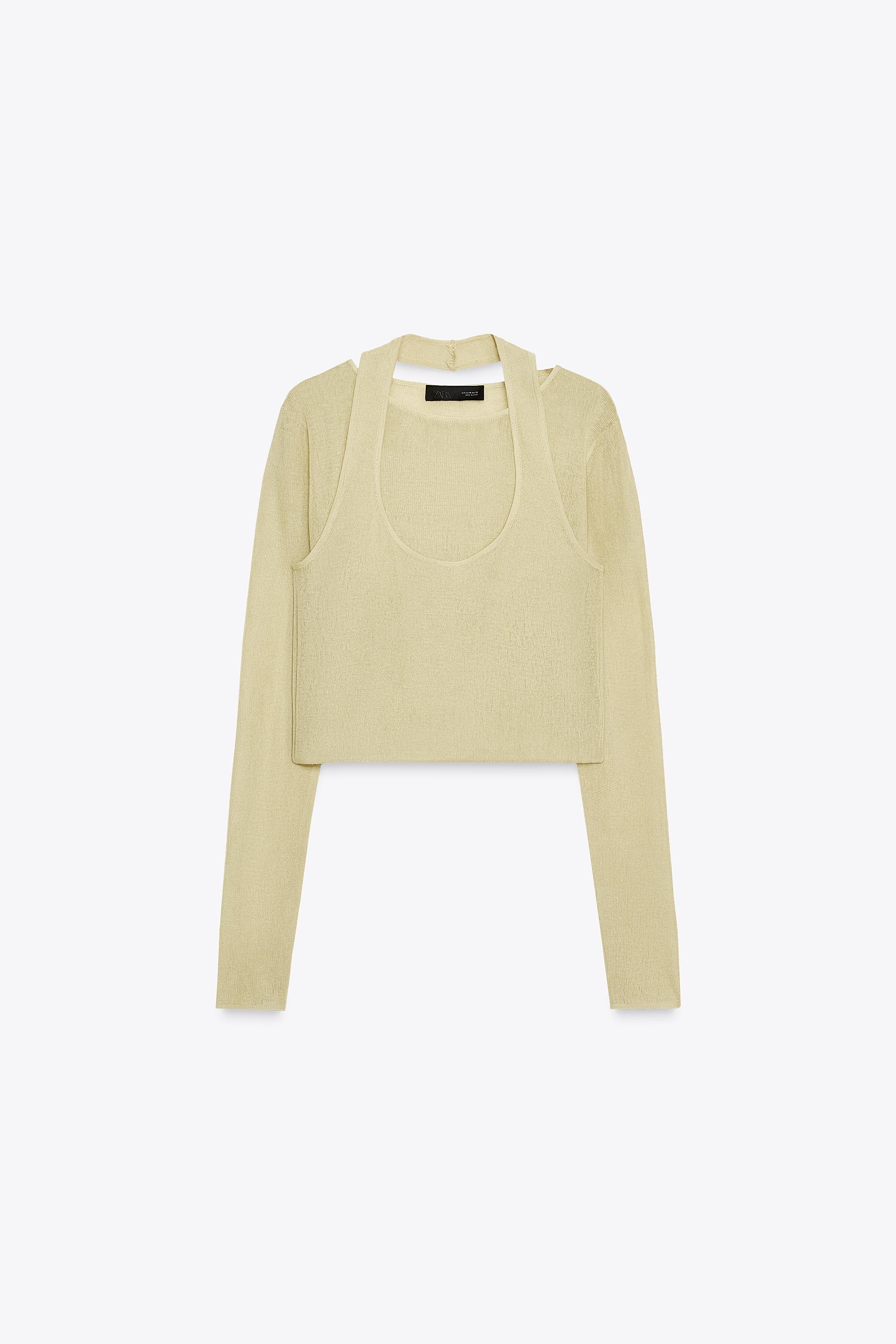 ザラ ニット セーター 半袖 クルーネック ウール混 ケーブル編 無地 トップス レディース Lサイズ ベージュ ZARA ZARA - ザラ ニット セーター 半袖 クルーネック ウール混