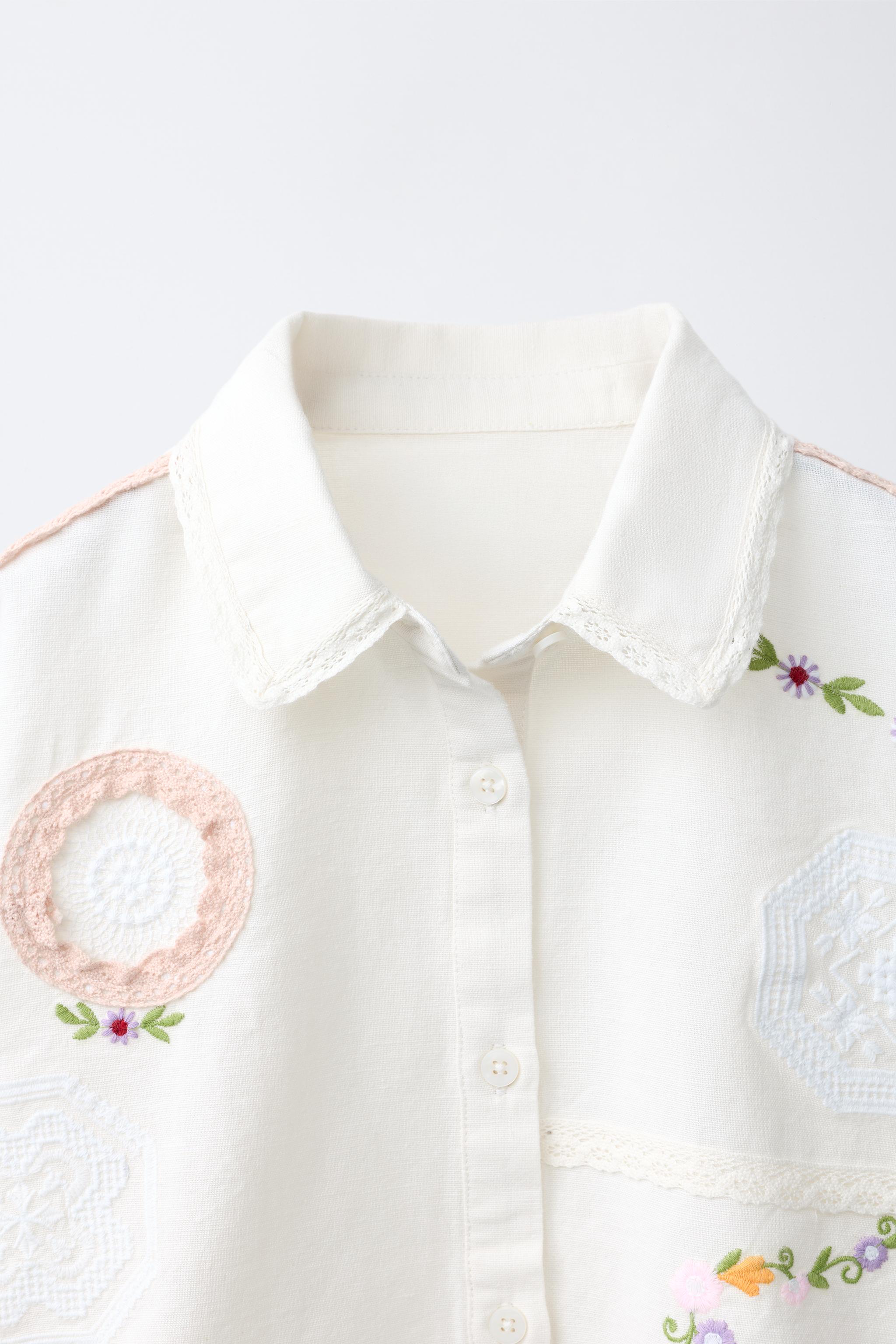 CHEMISE BRODERIES AVEC COTON ET LIN