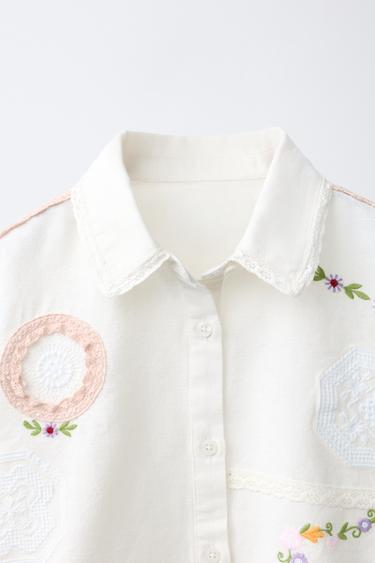 EMBROIDERED COTTON AND LINEN SHIRT - Ecru by Zara - Image 2