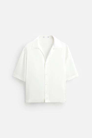 CAMISA SATINADA - Blanco de Zara