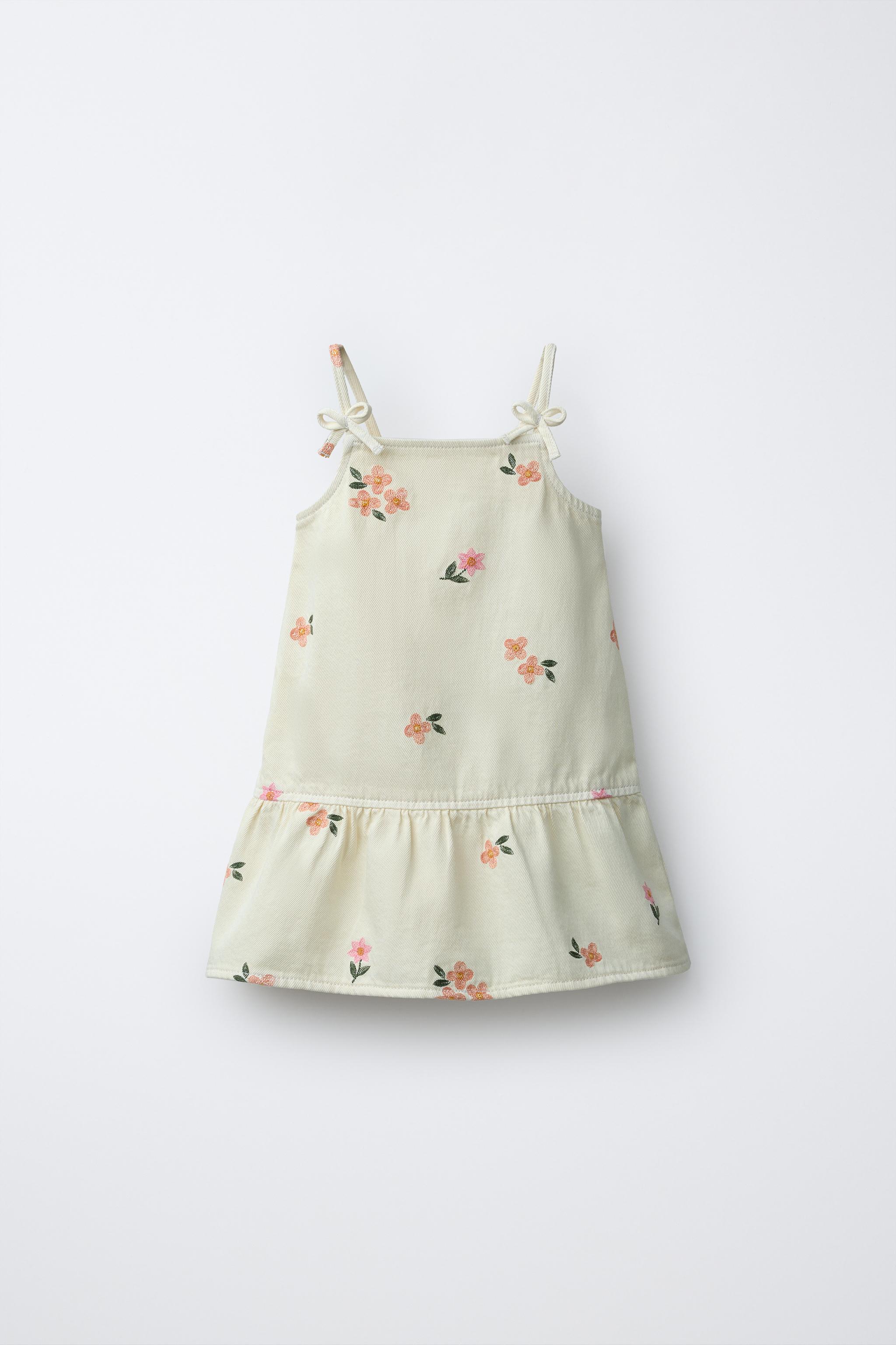ROBE SERGÉ FLEURS BRODÉES