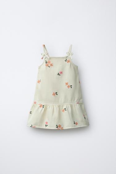 TWILL DRESS WITH EMBROIDERED FLOWERS - Ecru by Zara - Image 0