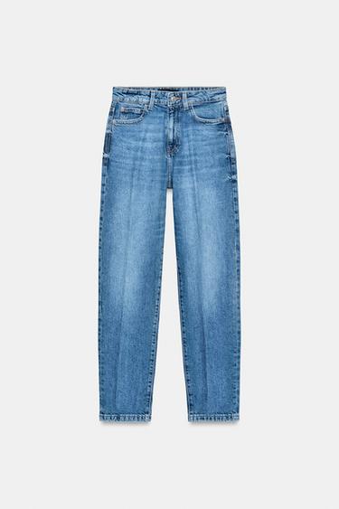 Z.01 MOM FIT HIGH-WAIST JEANS WITH PRESSED CREASE - Mid-blue by Zara