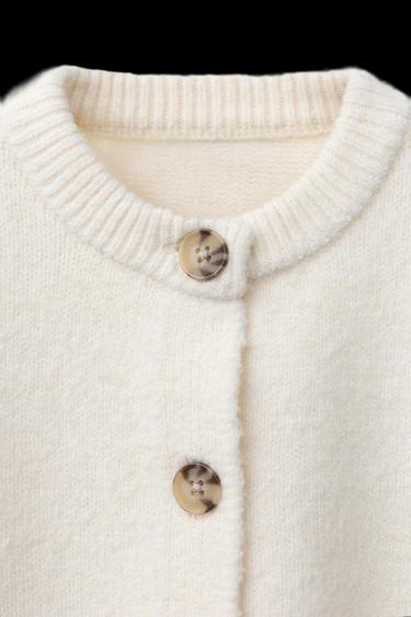 Zara PLAIN KNIT CARDIGAN - Vanilla