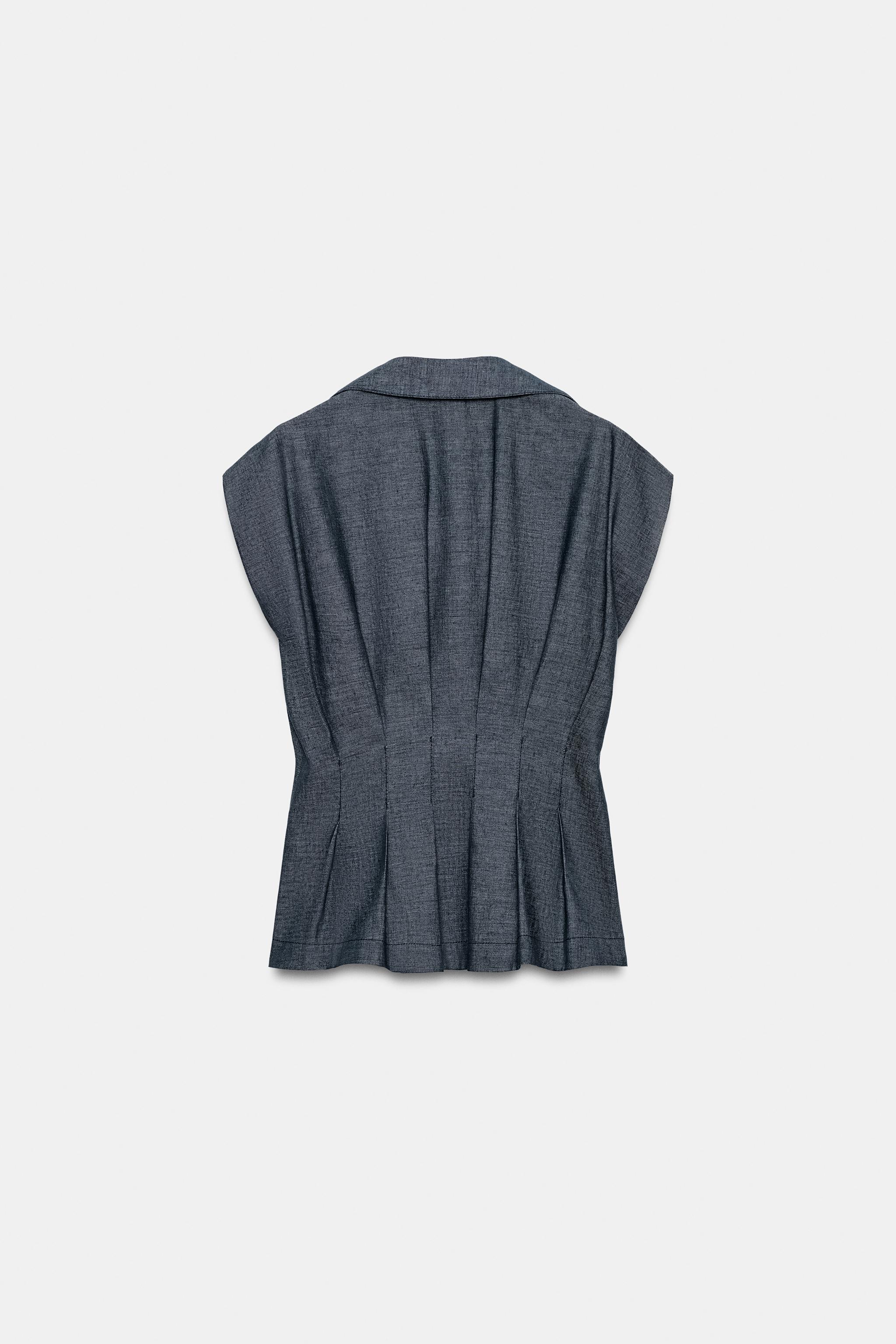 FITTED LINEN BLEND SHIRT WITH DARTS
