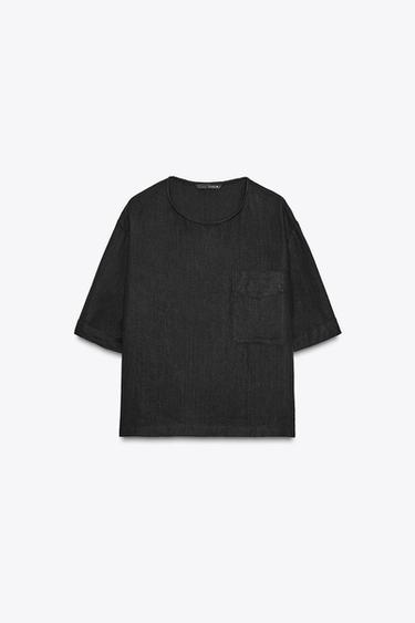 Zara TOP OD LANA KRATKIH RUKAVA ZW COLLECTION – Crna