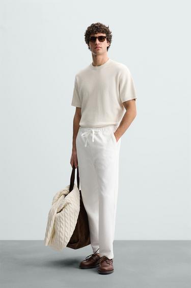 COMFORT FIT JOGGER WAIST TROUSERS - Oyster-white by Zara - Image 0
