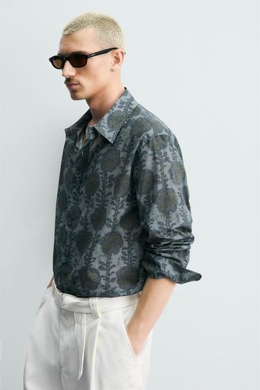 RELAXED FIT FLORAL PRINT SHIRT - Greens by Zara - Image 5