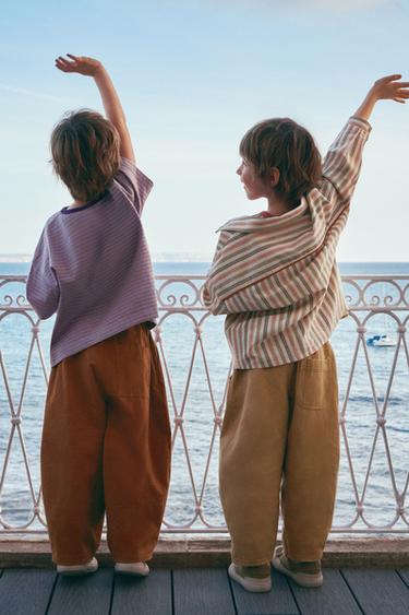 ZARA TIMELESS - T-SHIRT À RAYURES AVEC COL EN CONTRASTE - Lilas clair de Zara