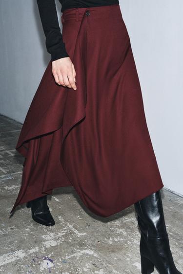 JUPE ASYMÉTRIQUE ZW COLLECTION - Bordeaux de Zara - Image 1