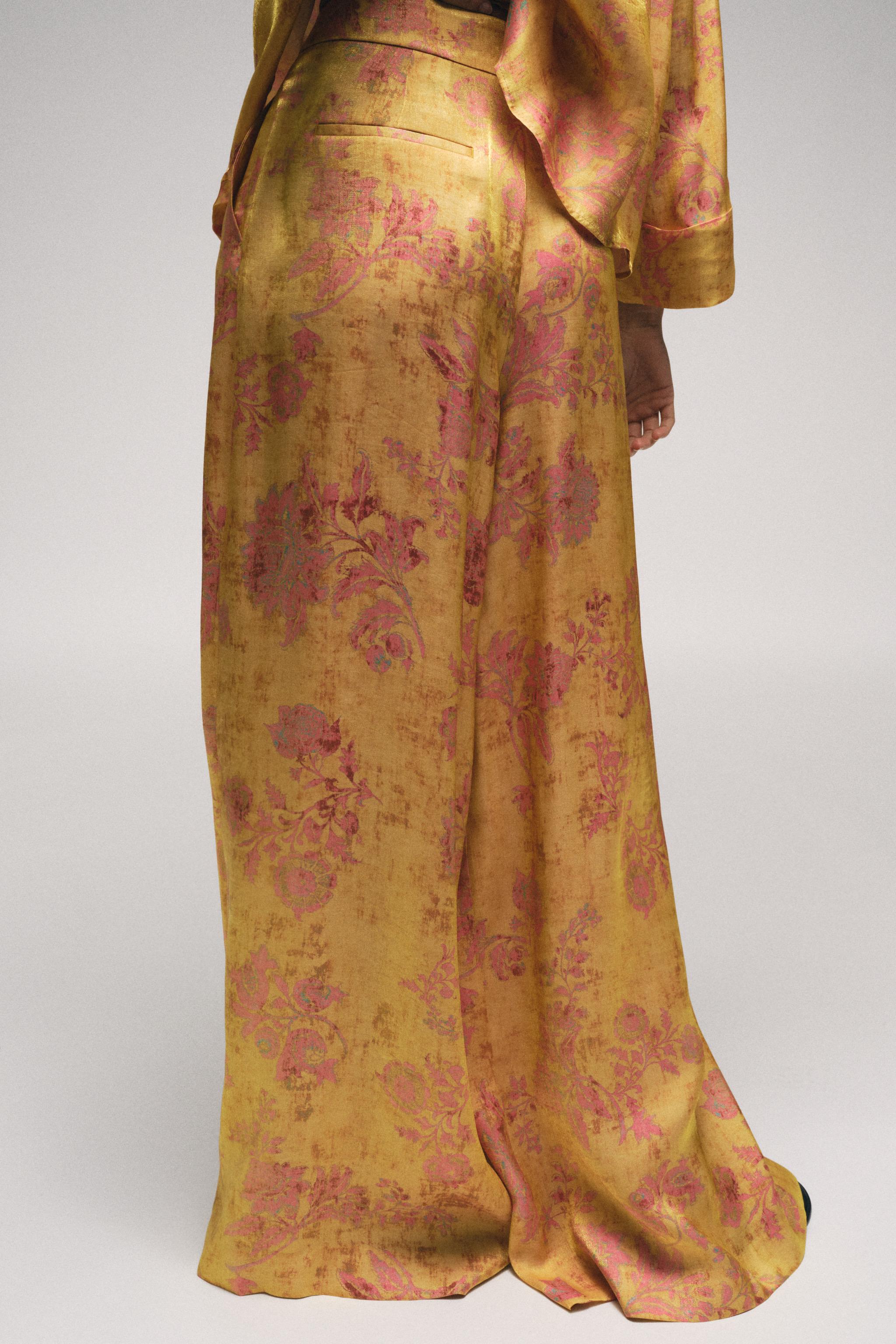 FLORAL PRINT PALAZZO PANTS — Multicolored