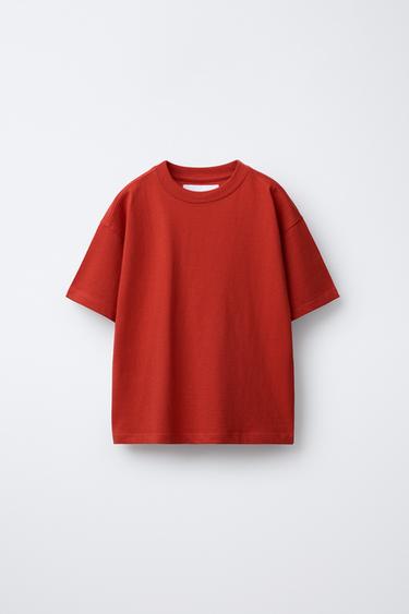 Zara PLAIN BASIC T-SHIRT - Red