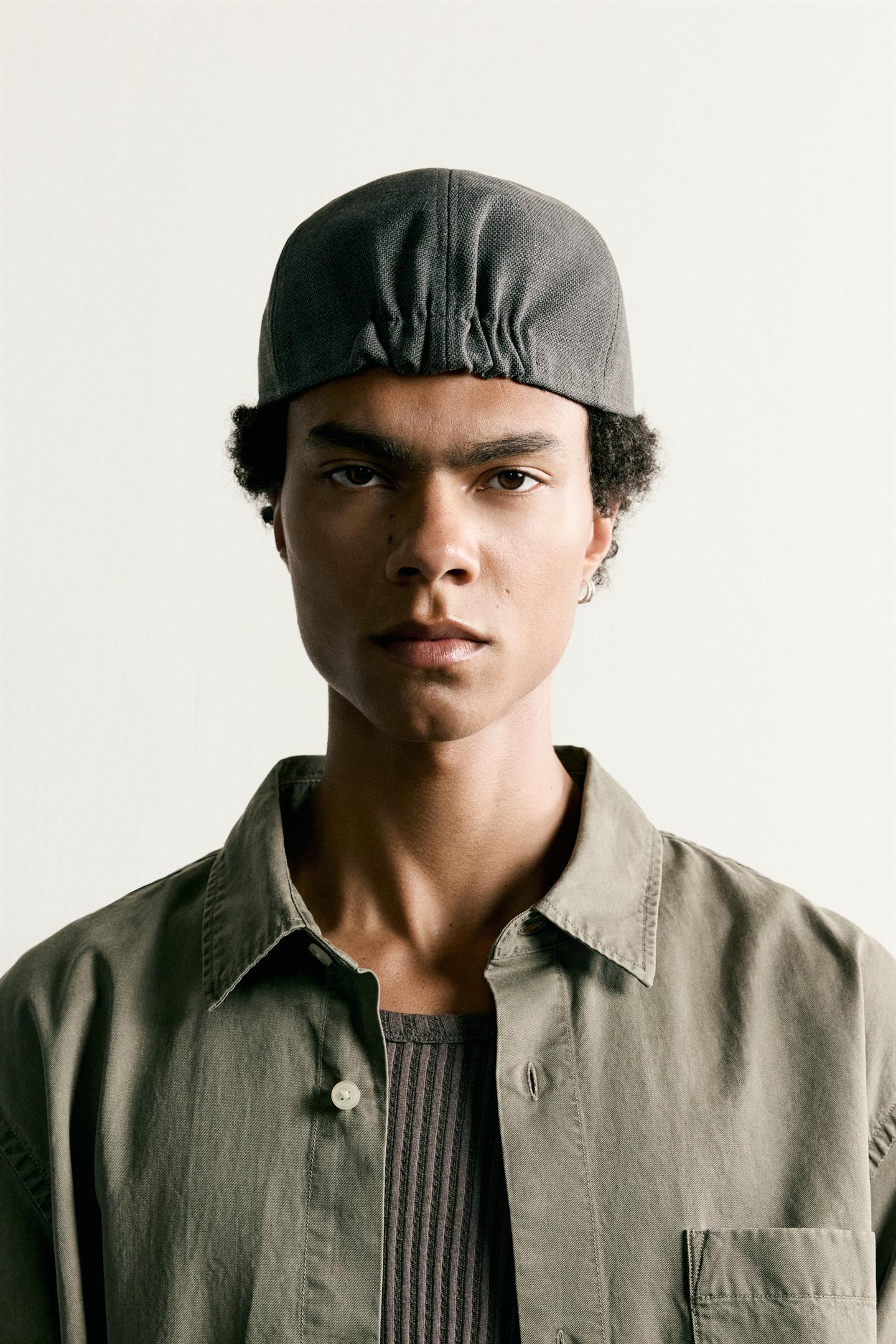 Мужские головные уборы Zara Textured Beret, цвет: Синий серый — фото 1