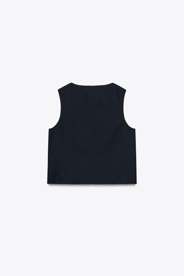 DOUBLE-BREASTED WAISTCOAT WITH FLAPS - Navy blue by Zara - Image 6
