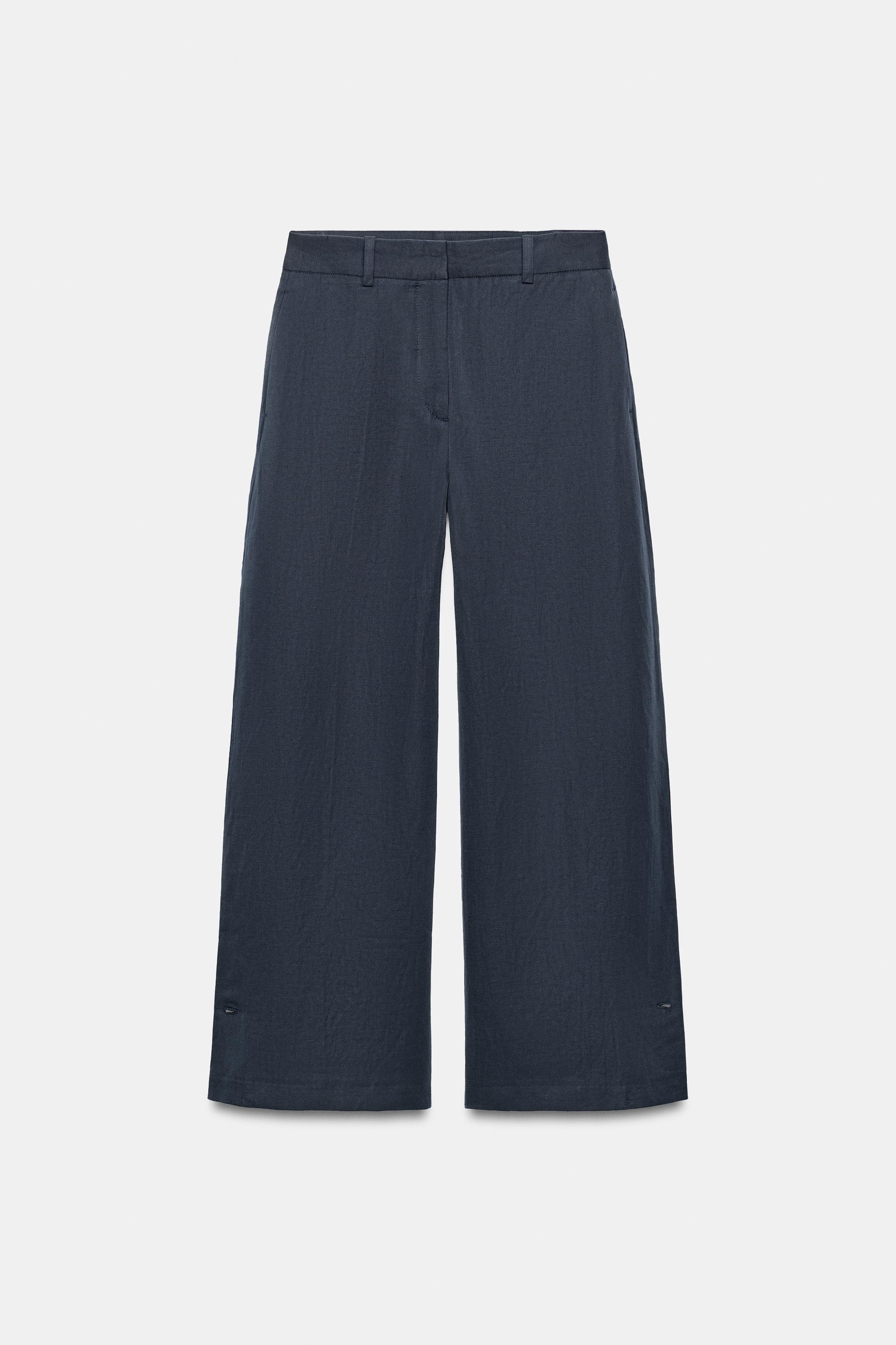 Женские брюки Zara ZW COLLECTION LINEN-BLEND BARREL TROUSERS — фото 7
