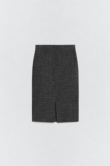 JUPE TUBE AVEC LAINE SOSHIOTSUKI X ZARA - Gris chiné de Zara - Image 5