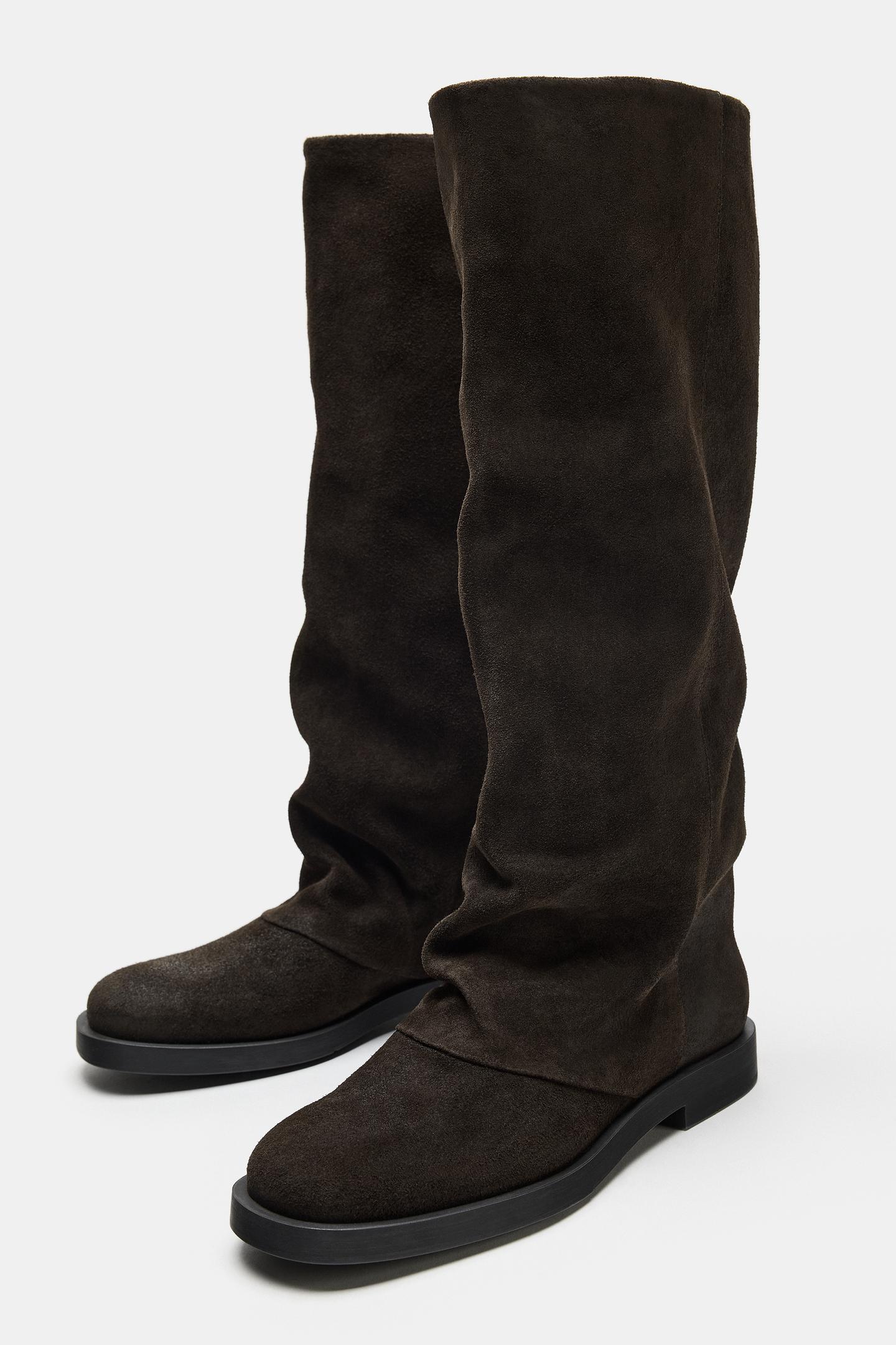Женские ботинки Zara Suede High, цвет: Коричневый — фото 4