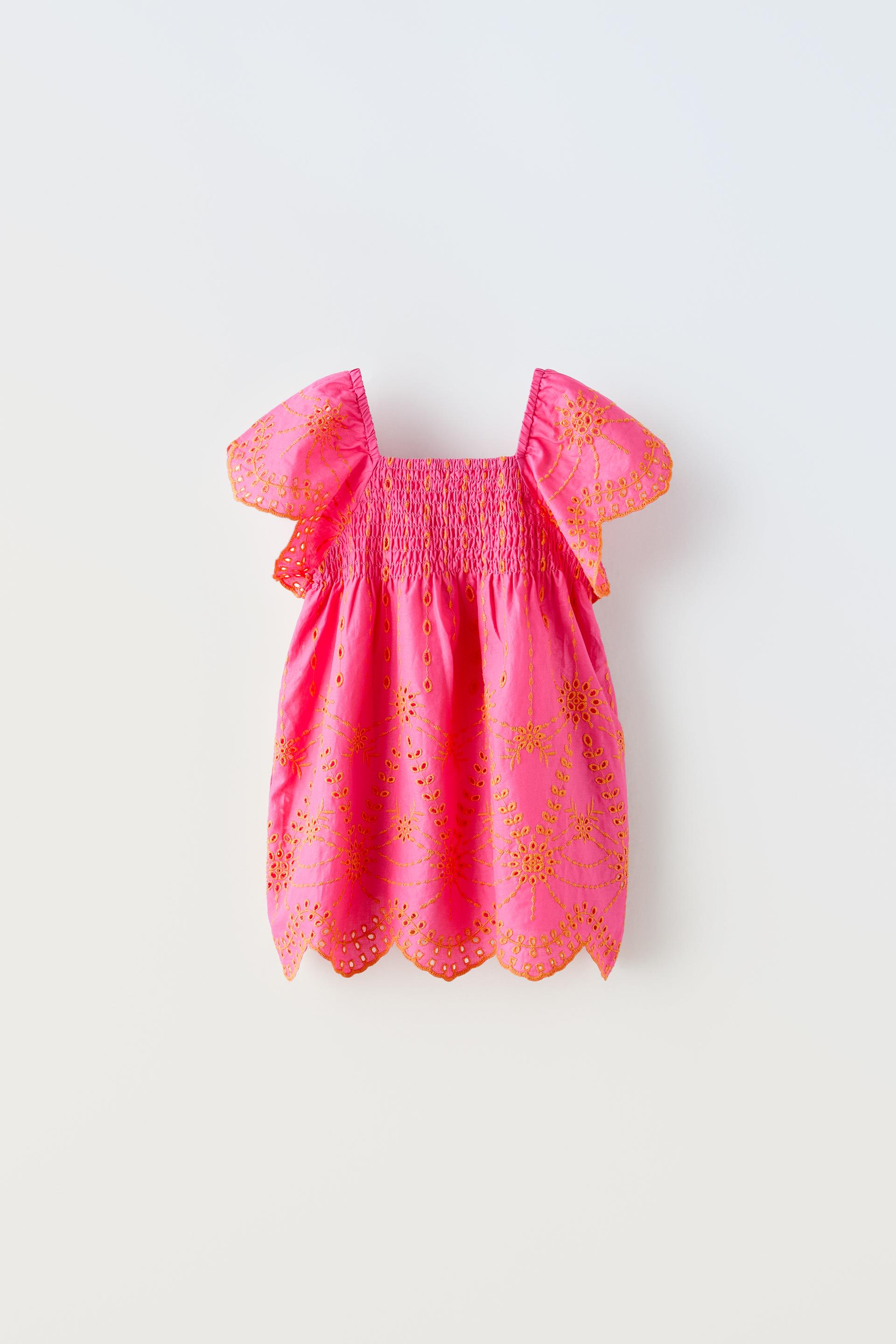 CONTRAST SCHIFFLI EMBROIDERY DRESS Fuchsia ZARA New Zealand contrast-schiffli-embroidery-dress-fuchsia-zara-new-zealand