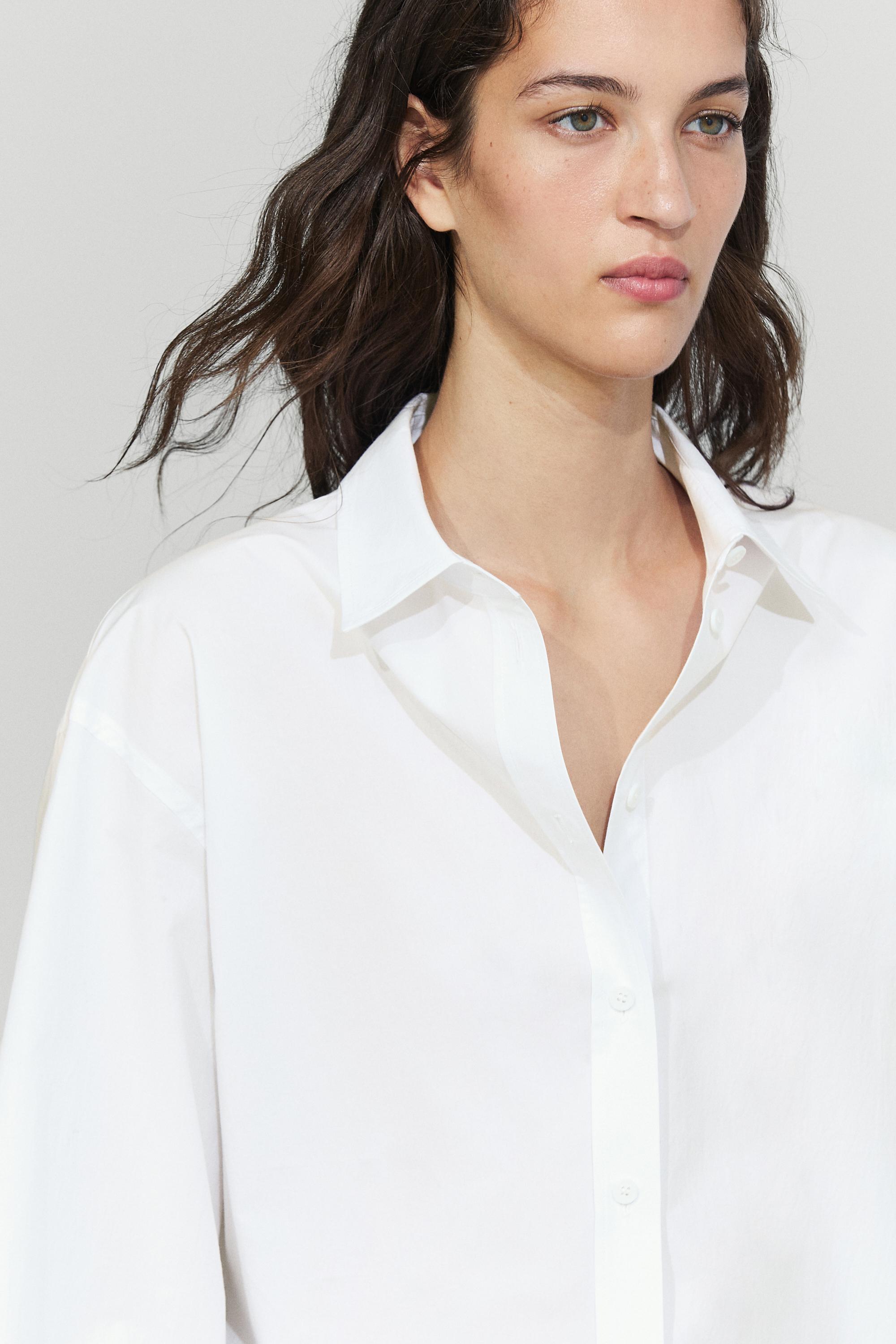 Chemise en popeline 100 % coton avec détail au dos