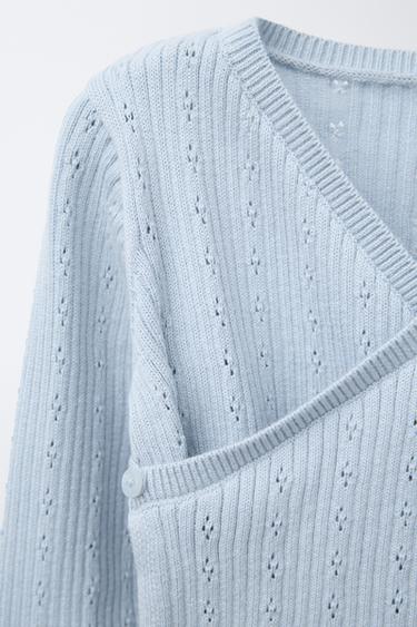 GILET EN MAILLE CROISÉ AJOURÉ - Bleu clair de Zara - Image 2