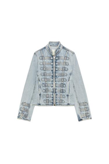FITTED DENIM JACKET WITH BUTTONS ZW COLLECTION - Light blue by Zara