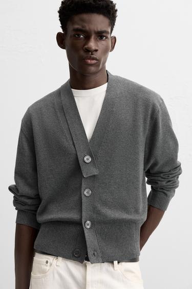 CÁRDIGAN CUELLO ASIMÉTRICO - Gris vigoré de Zara