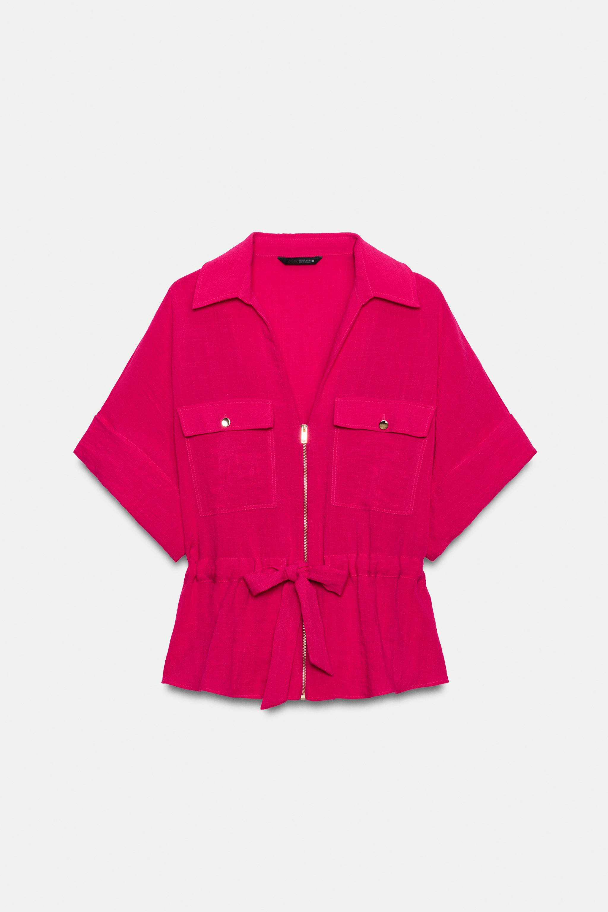 Женские рубашки Zara TIED SAFARI SHIRT — фото 7