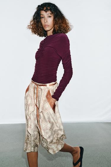 GATHERED BODYSUIT - Aubergine by Zara